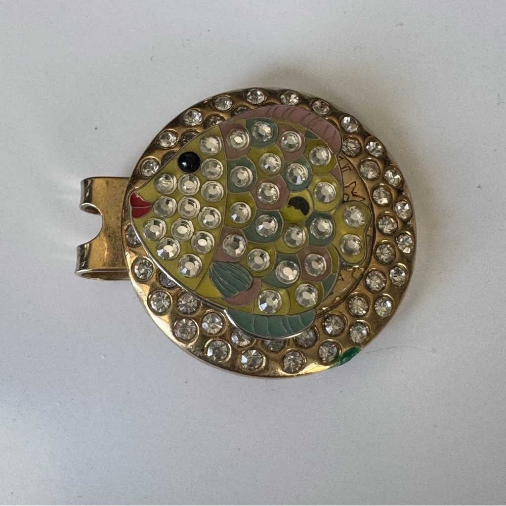Lorente Golf Rhinestone Fish Hat Clip Ball Marker Holder Bling Accessory